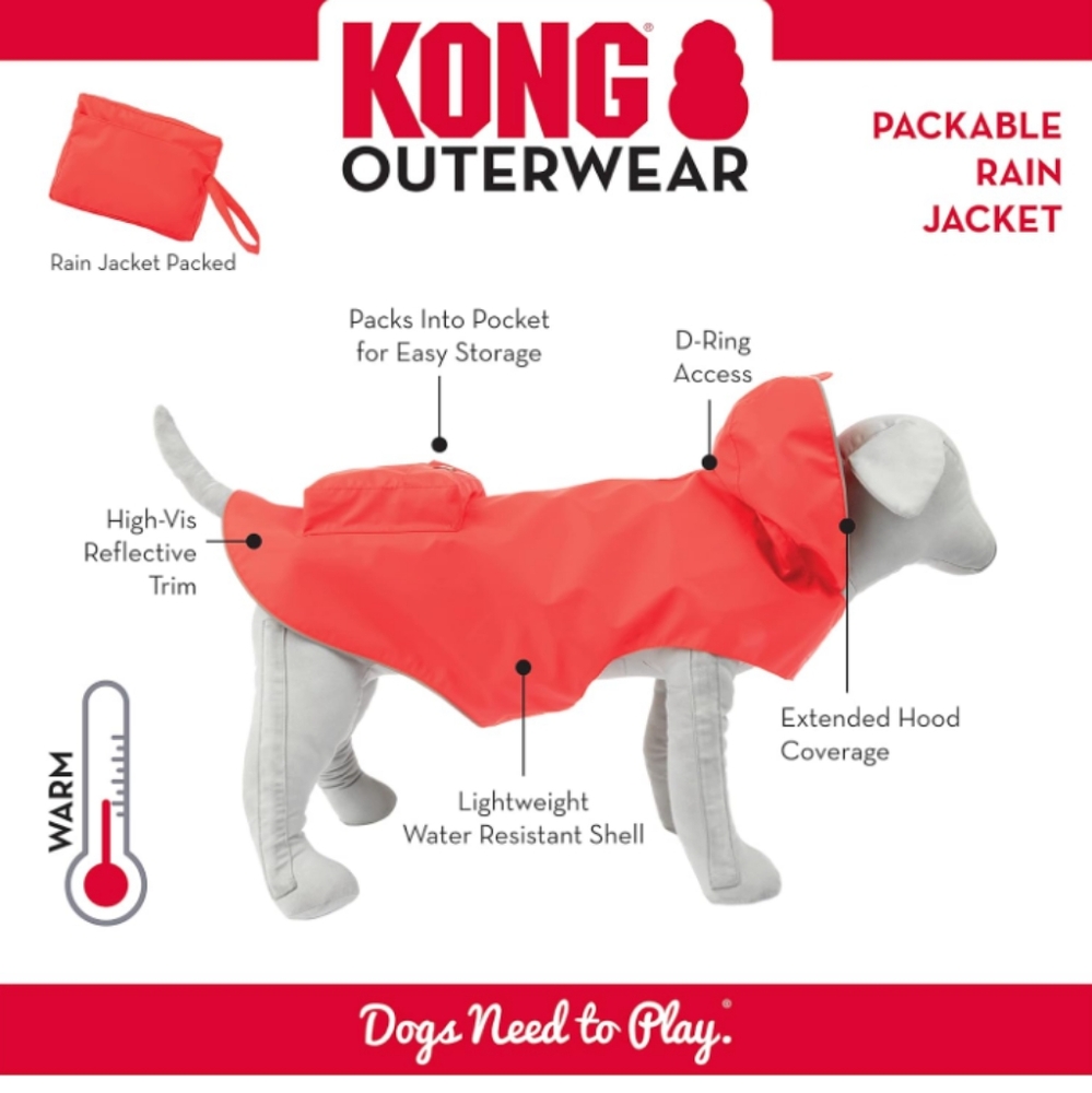 KONG Packable Rain Jacket For Dogs